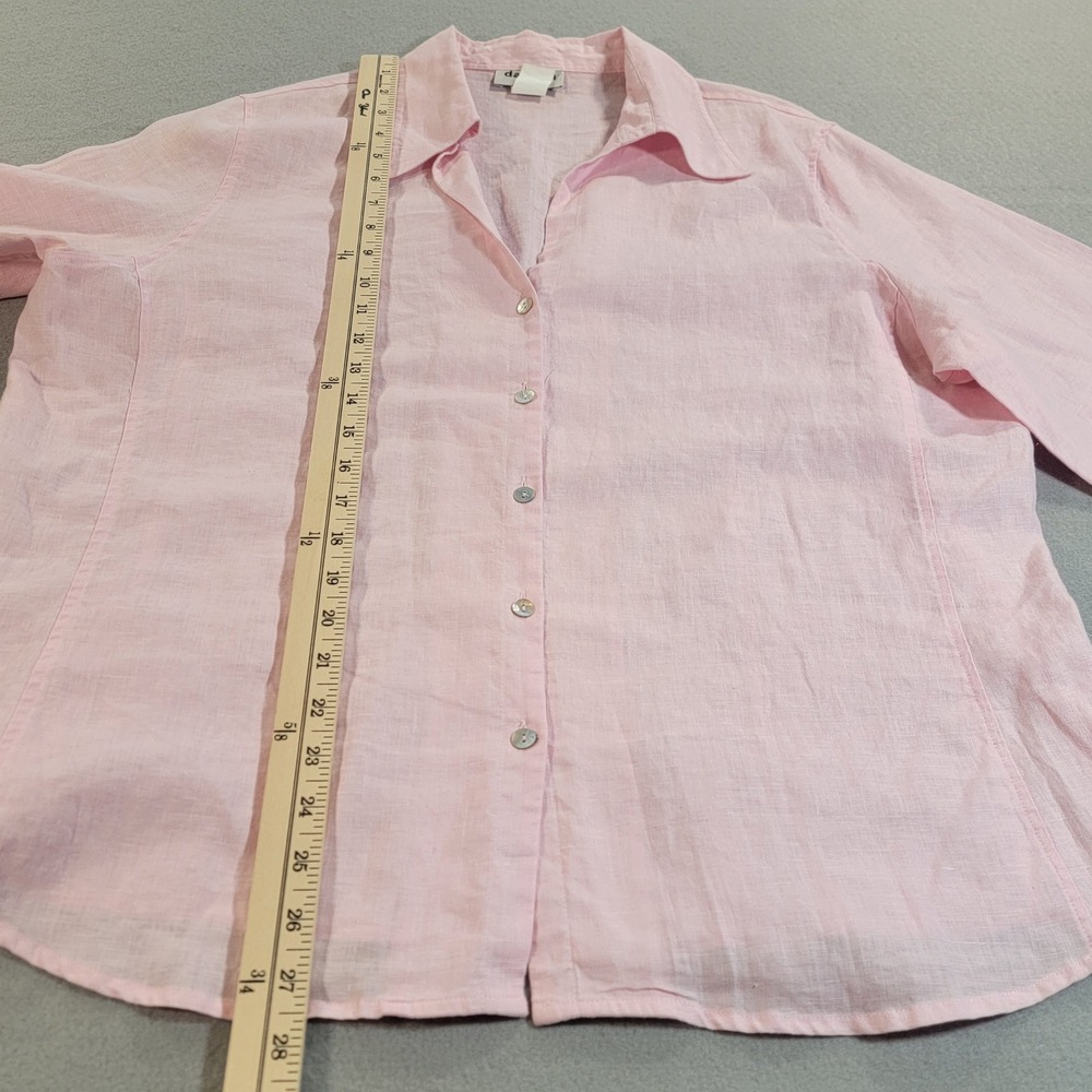 David N Woman 100% Linen Button Front Top Tunic Blouse 3/4 Sleeve Pink Womens 1X - Picture 7 of 10